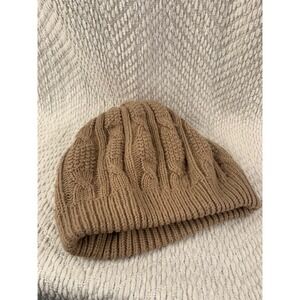 Aris Cable Knit Beanie Tan Warm Winter Hat Cozy Fall Vintage Fashion Cap Boho